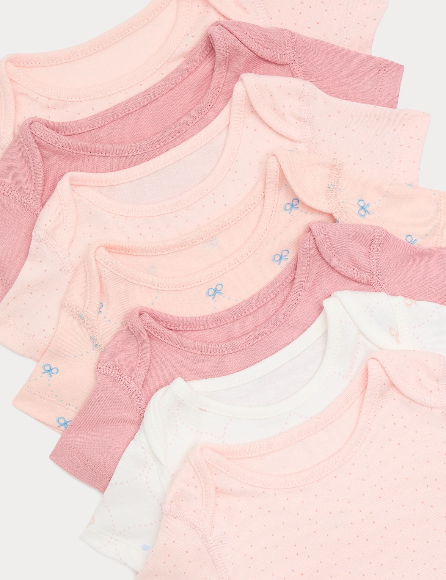7 Pack Pure Cotton Bow Bodysuits (0-3 Yrs)