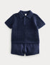 2 Piece Knitted Polo Shirt and Chino Shorts (0-5 Yrs) - NAVY / 12-18 Months