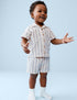 Pure Cotton Striped Top &amp; Bottom Outfit (0-5 Yrs) - BLUE MIX / 12-18 Months