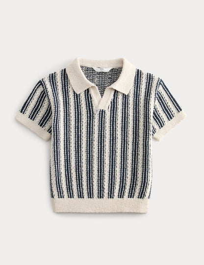 Cotton Rich Striped Knitted Top (2-10 Yrs) - NAVY MIX / 2-3 Years