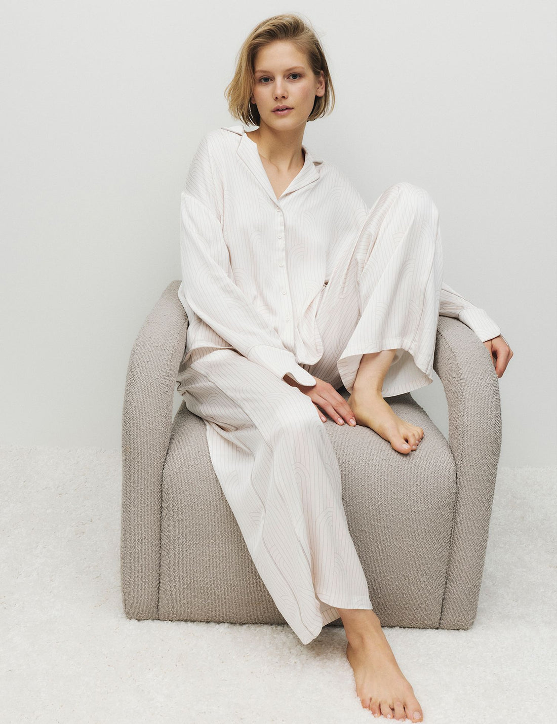 Premium Satin Geometric Revere Pyjama Set