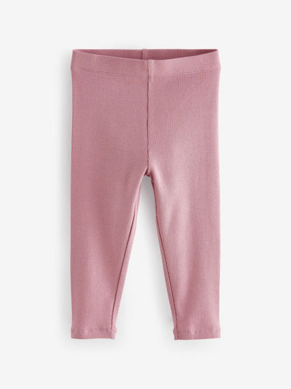 Pink Ribbed Leggings 5 Pack (3mths-7yrs) - Size 3-6 Months (62-68cm)