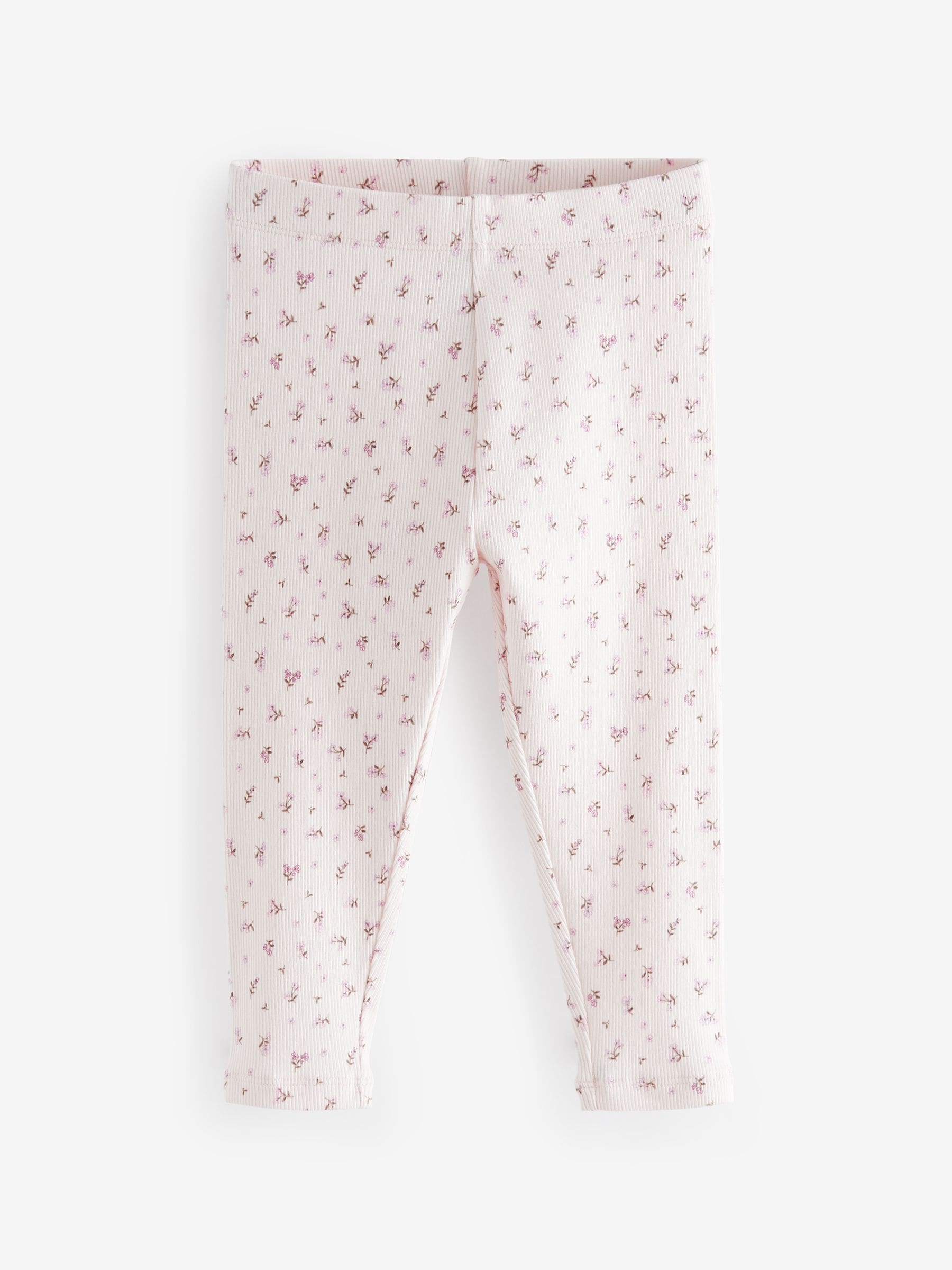 Pink Ribbed Leggings 5 Pack (3mths-7yrs) - Size 3-6 Months (62-68cm)