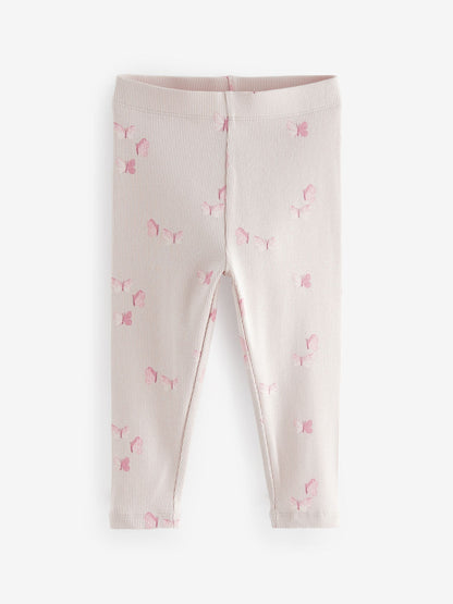 Pink Ribbed Leggings 5 Pack (3mths-7yrs) - Size 3-6 Months (62-68cm)