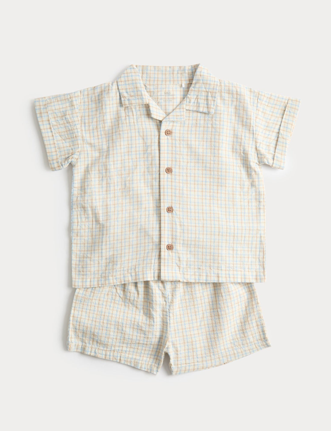 2 Piece Pure Cotton Checked Outfit (0-5 Yrs) - ECRU MIX / 12-18 Months