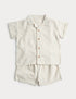 2 Piece Pure Cotton Checked Outfit (0-5 Yrs) - ECRU MIX / 12-18 Months