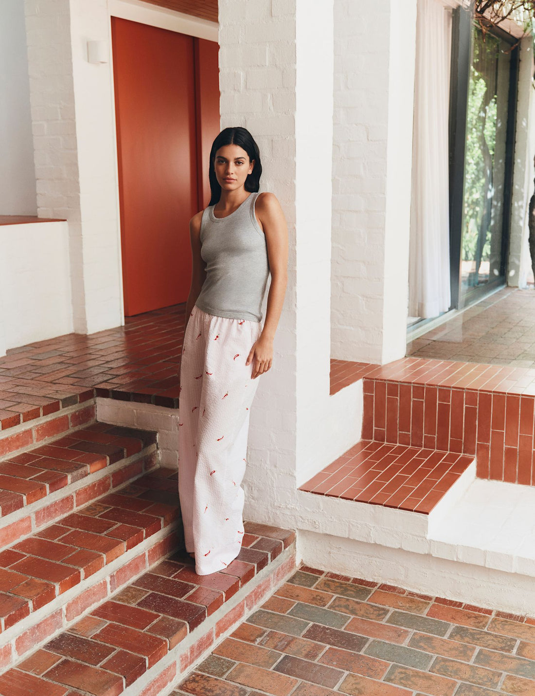 Cotton Modal Seersucker Chilli Pyjama Bottoms