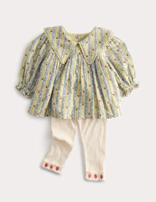 2 Piece Strawberry Top and Leggings Outfit (0-3 Yrs) - GREEN MIX / 18-24 Months