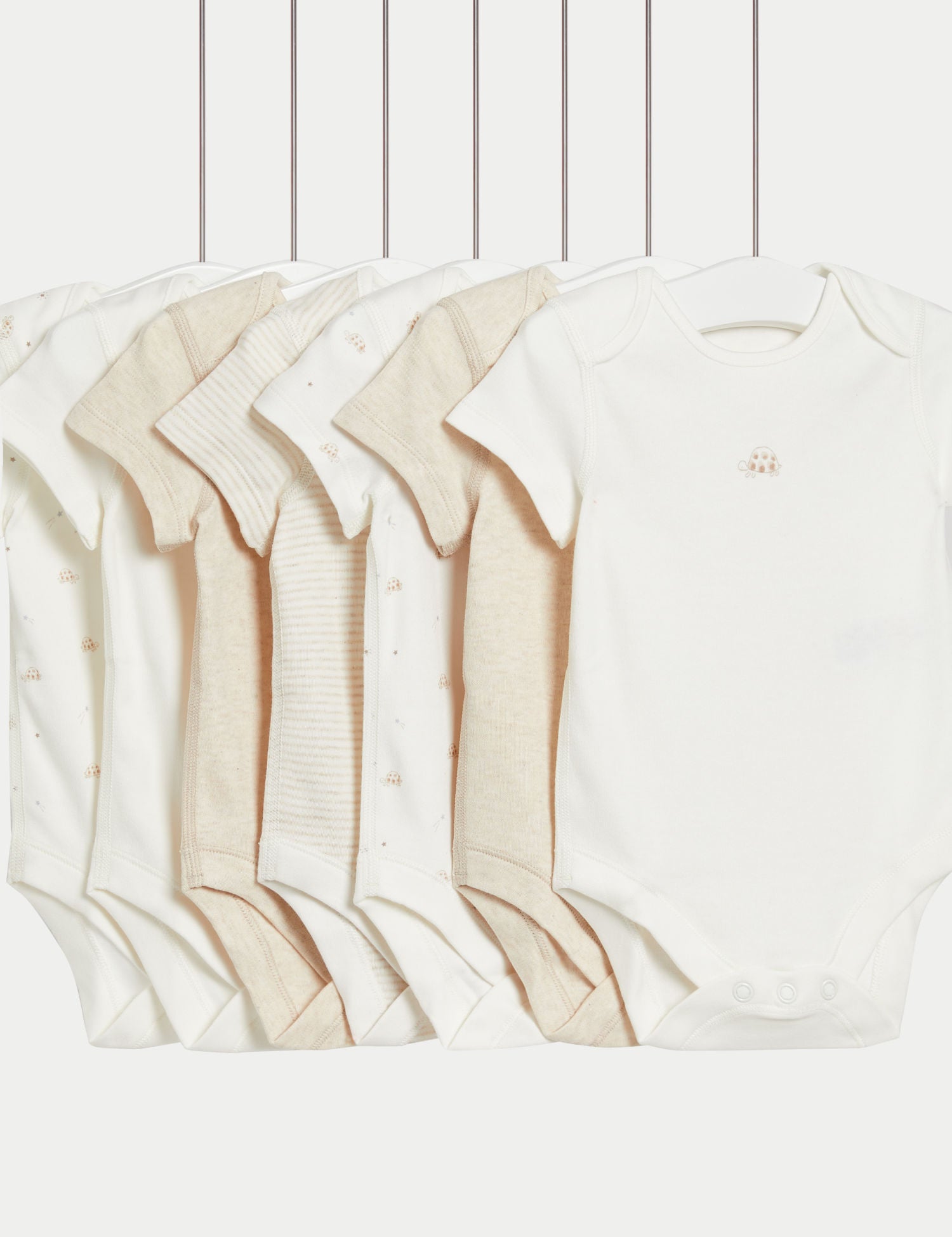 7 Pack Pure Cotton Patterned Bodysuits (5lbs-3 Yrs) - IVORY / 12-18 Months