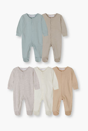 Minoti 5-Piece Long Sleeves Solid Bodysuits Set