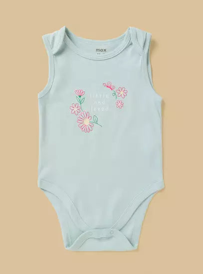 Pack of 5 - Floral Print Sleeveless Cotton Bodysuit
