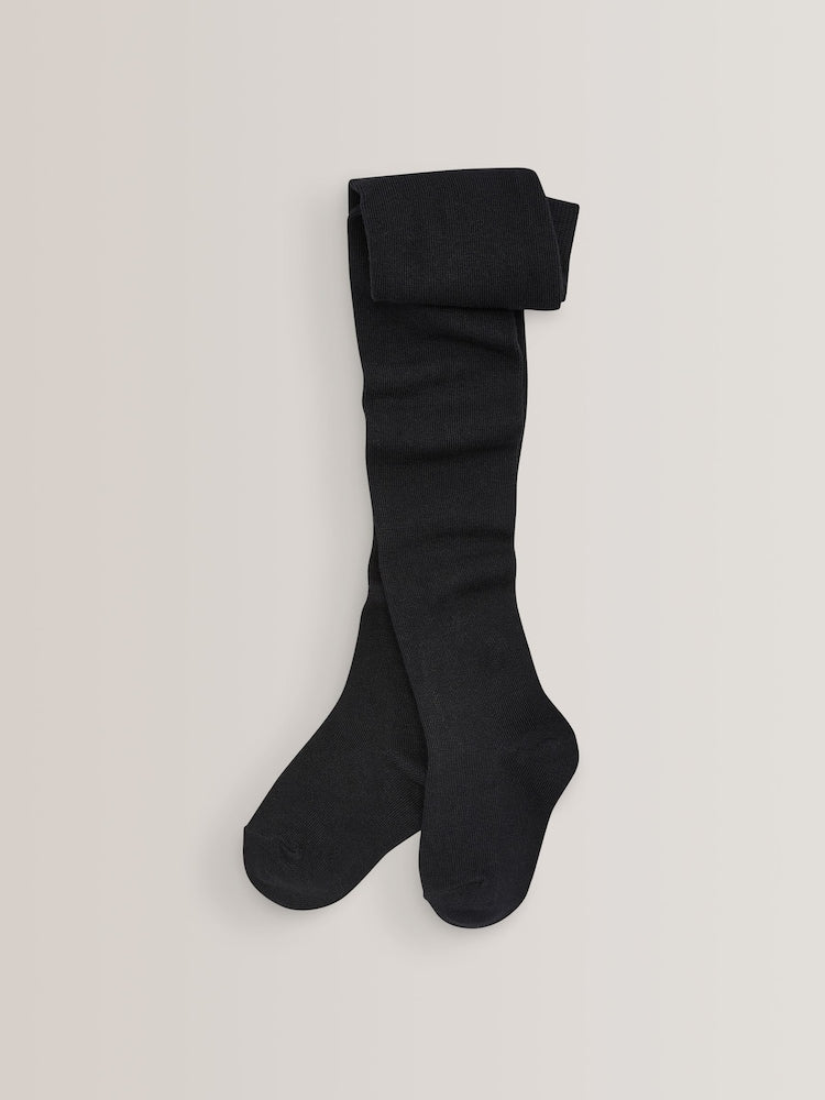 Black Cotton Rich School Tights - Size Up To 6 Months (50 - 68cm) - Black