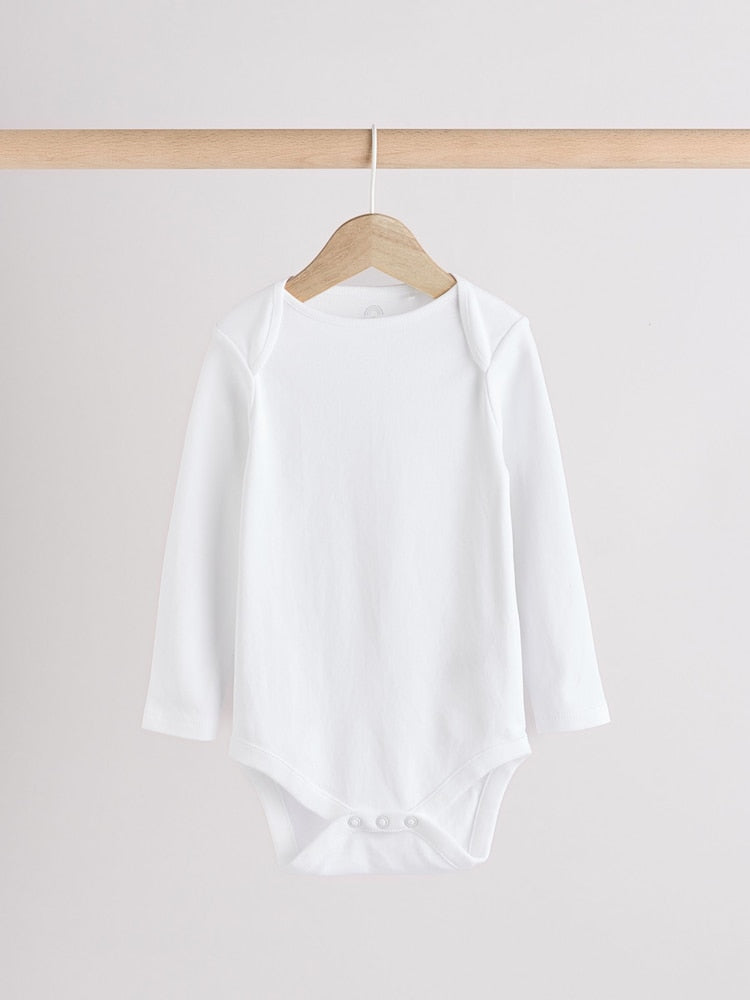 White 10 Pack Essential Baby Long Sleeve Bodysuits