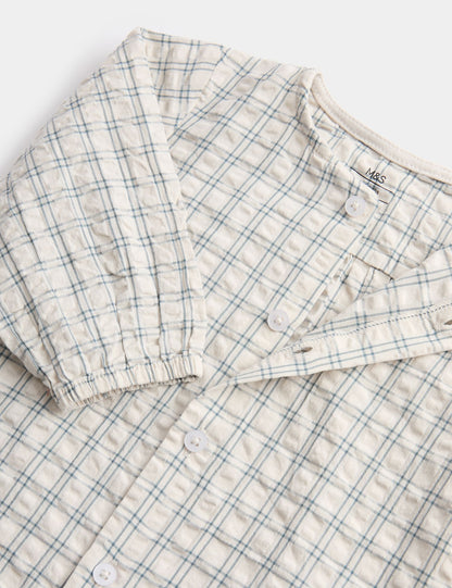 3Pc Boys Gingham Shirt With Short Outfit