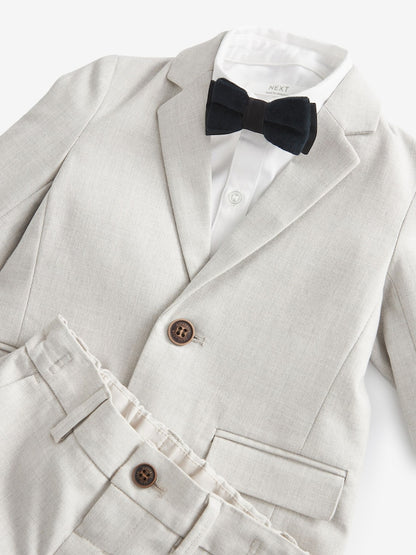 Neutral Blazer Shirt Trousers and Bow Tie Set (3mths-9yrs)