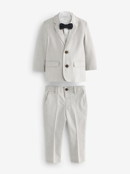Neutral Blazer Shirt Trousers and Bow Tie Set (3mths-9yrs)