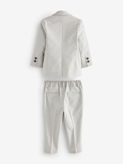 Neutral Blazer Shirt Trousers and Bow Tie Set (3mths-9yrs)