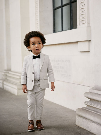 Neutral Blazer, Shirt &amp; Trouser Set Blazer Shirt Trousers and Bow Tie Set (3mths-12yrs)