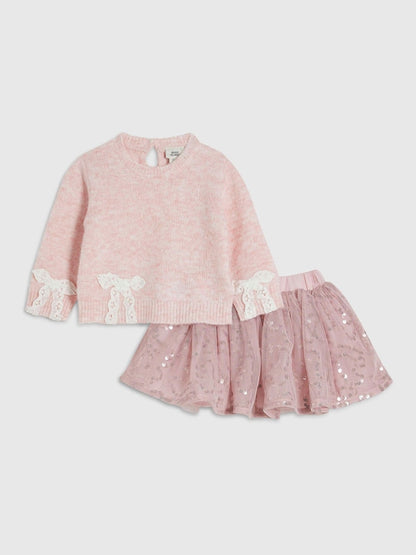 River Island Pink Bow Top &amp; Skirt Set - Pink / Up To 3 Months (50 - 62cm)