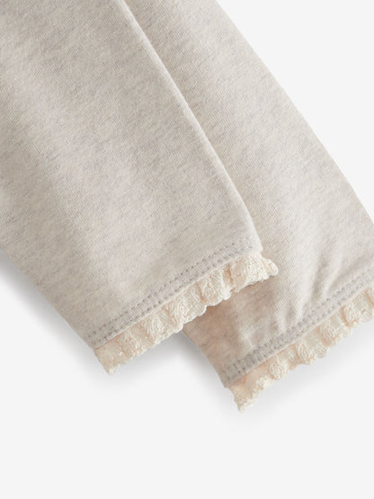 Oatmeal Cream Lace Trim Leggings (3mths-7yrs) - Size 3-6 Months (62-68cm)