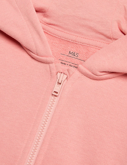 Cotton Rich Pink Zip Hoodie (0-3 Yrs)