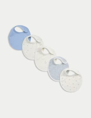 5 Pack Pure Cotton Dog Print Bibs - BLUE MIX / 1SIZE