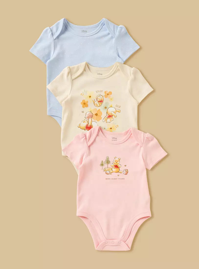 Pack of 3 - Winnie the Pooh Print Cotton Bodysuit