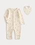 2 Piece Cotton Cinema Sleepsuit with Bib (7lbs-2 Yrs) - CREAM / 12-18 Months