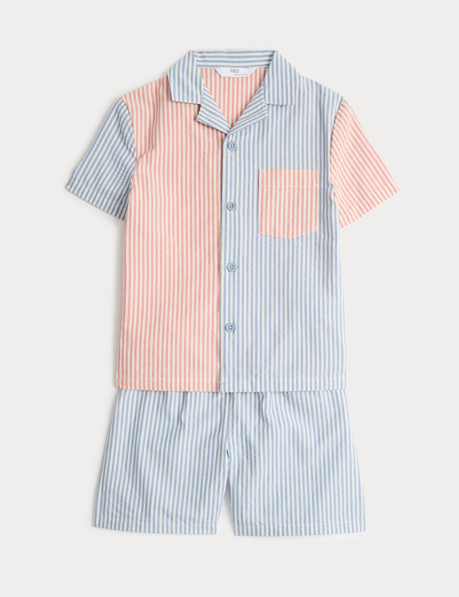 Pure Cotton Striped Woven Short Pyjamas (1-8 Yrs)