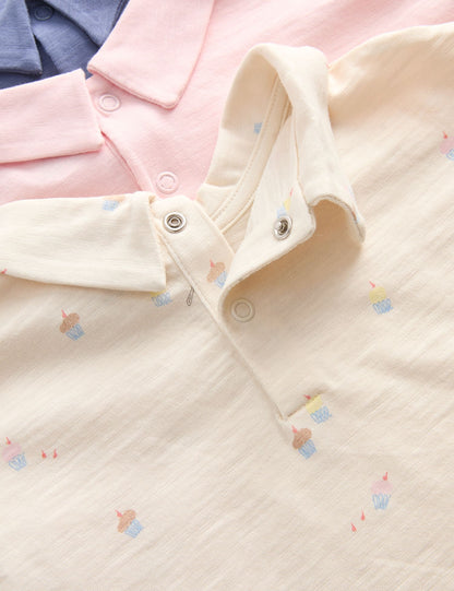 3 Pack Pure Cotton Neck Tie Tops (0-5 Yrs)