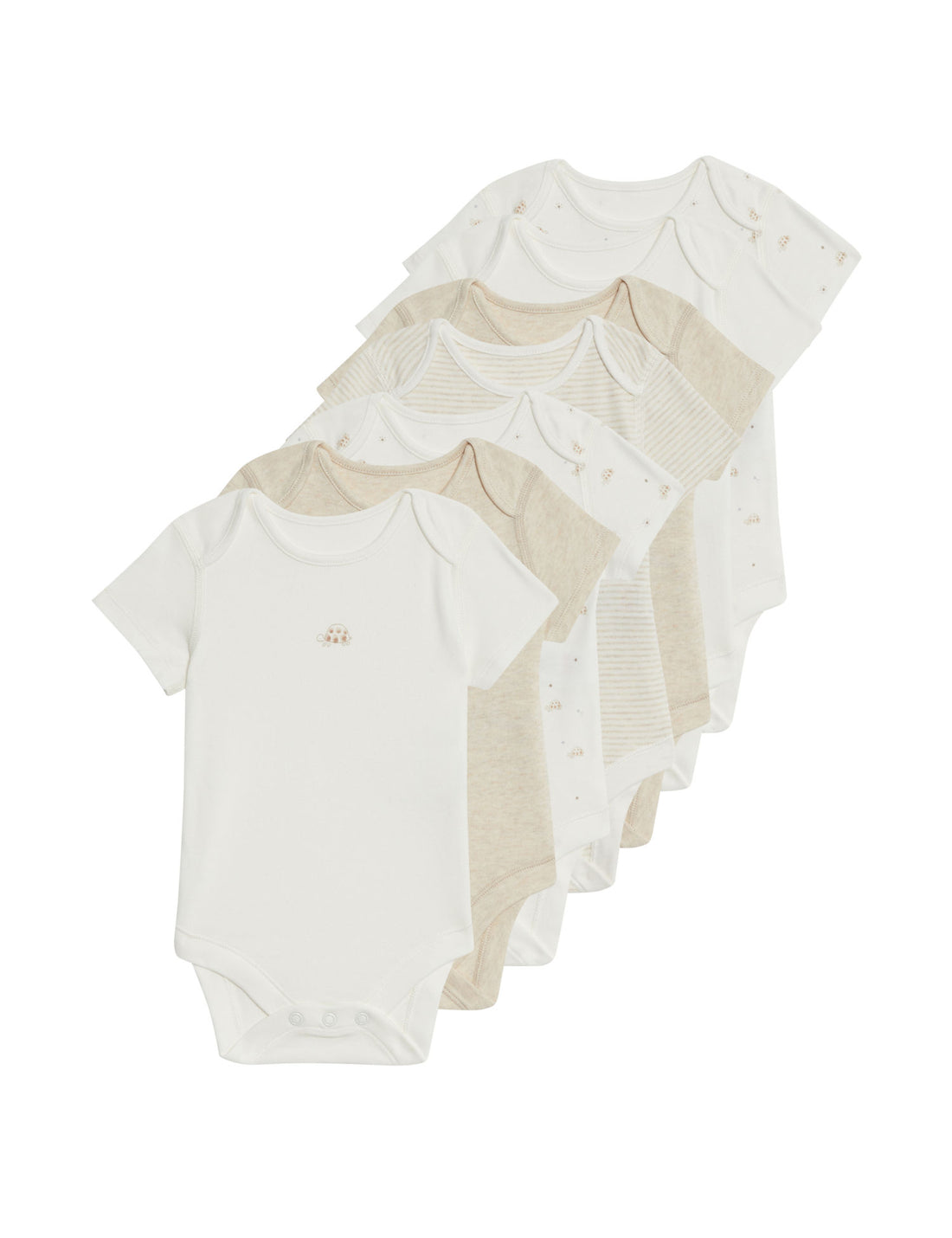 7 Pack Pure Cotton Patterned Bodysuits (5lbs-3 Yrs)