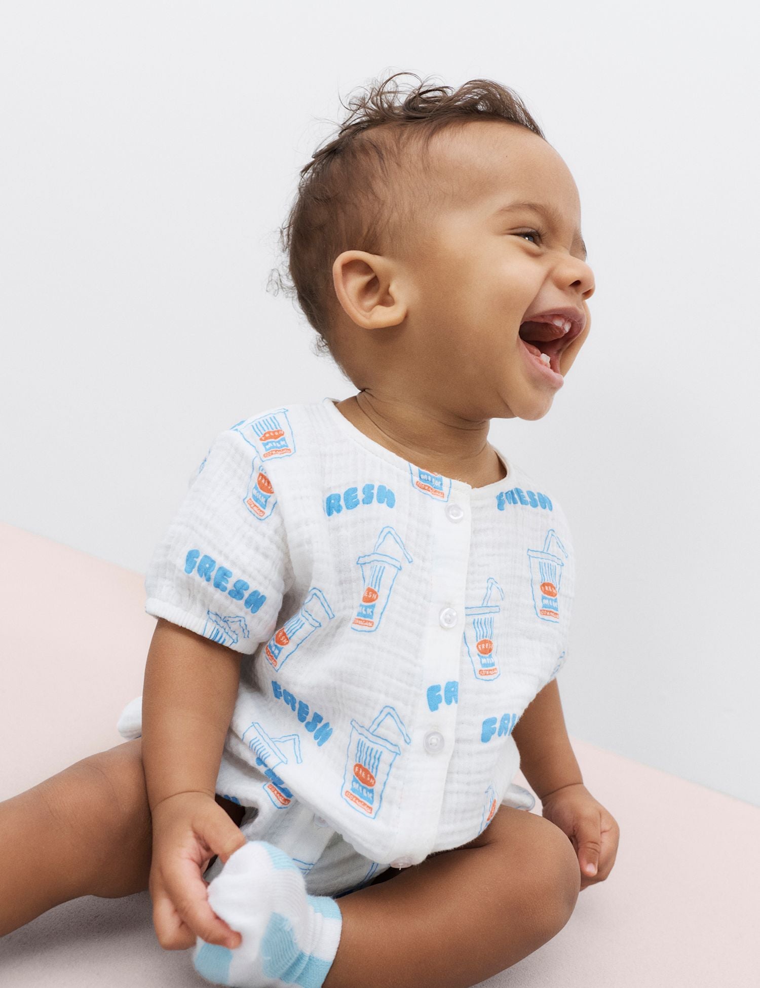 Pure Cotton Milkshake Print Romper (0-2 Yrs)