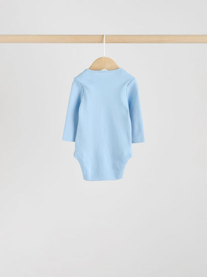 Blue 5 Pack Baby Long Sleeve Bodysuits