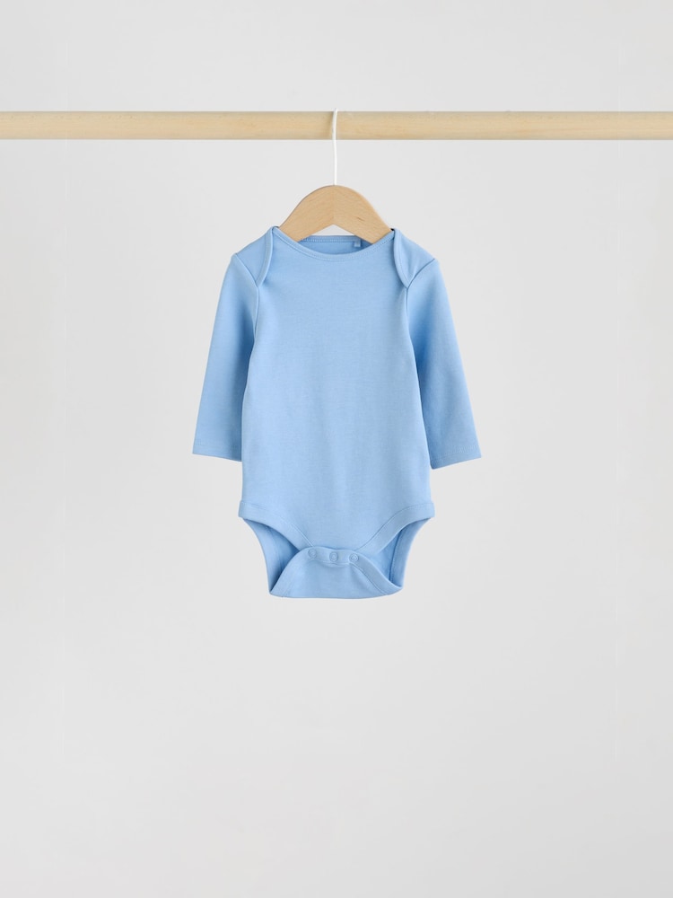 Blue 5 Pack Baby Long Sleeve Bodysuits