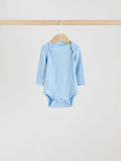 Blue 5 Pack Baby Long Sleeve Bodysuits