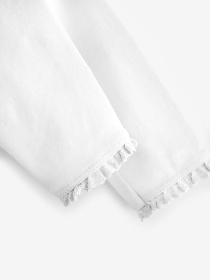 White Lace Trim Leggings (3mths-7yrs) - Size 3-6 Months (62-68cm)