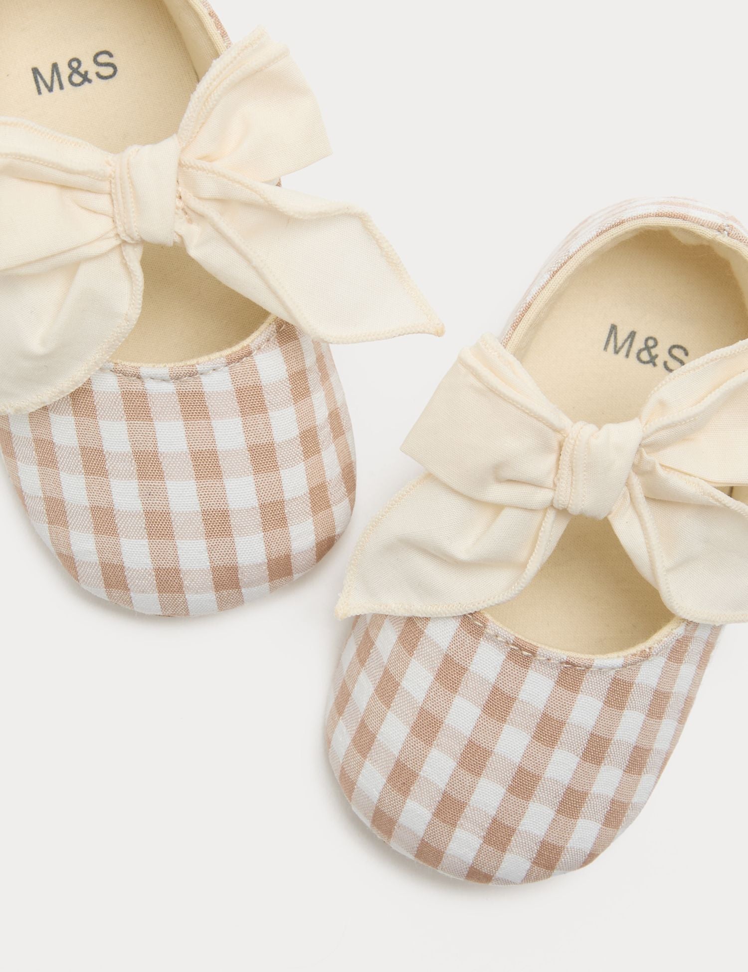Check Bow Pram Shoes (0-18 Mths) - NEUTRAL / 12-18 Months