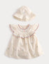 2 Piece Pure Cotton Floral Dress &amp; Hat Outfit (0-2 Yrs) - LIGHT CREAM / 12-18 Months
