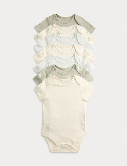7 Pack Pure Cotton Frog Print Bodysuits (0-3 Yrs) - GREY MIX / 12-18 Months