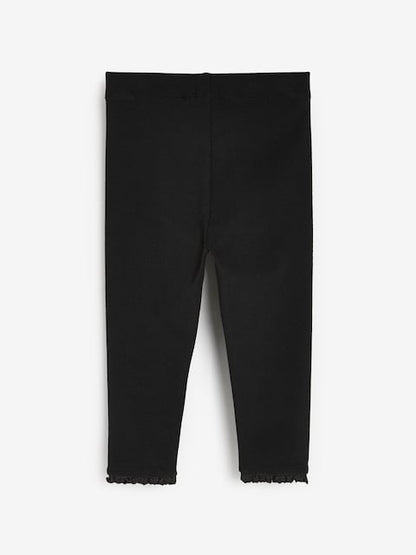 Black Lace Trim Leggings (3mths-7yrs) - Size 3-6 Months (62-68cm)
