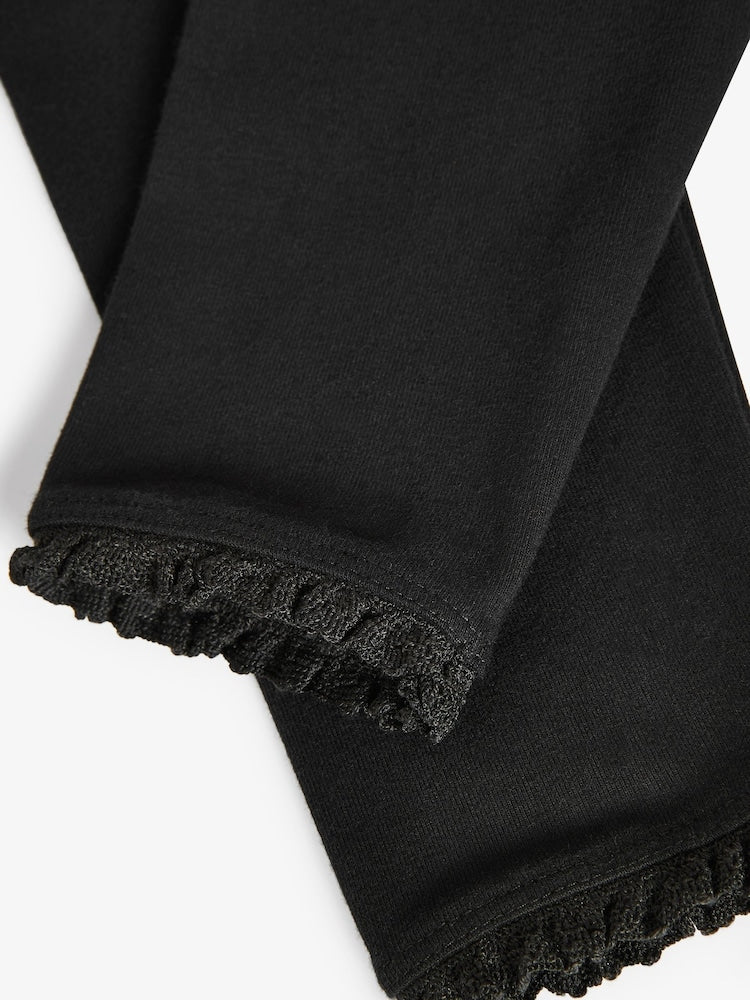 Black Lace Trim Leggings (3mths-7yrs) - Size 3-6 Months (62-68cm)