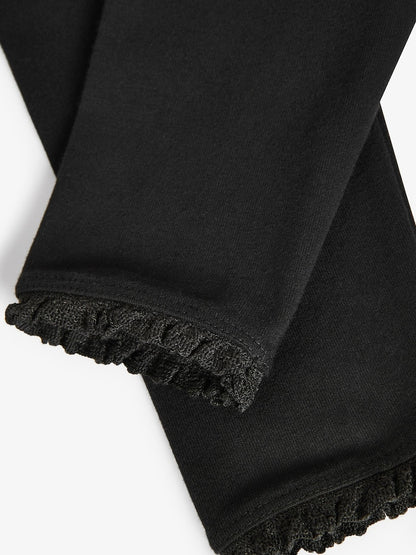 Black Lace Trim Leggings (3mths-7yrs) - Size 3-6 Months (62-68cm)