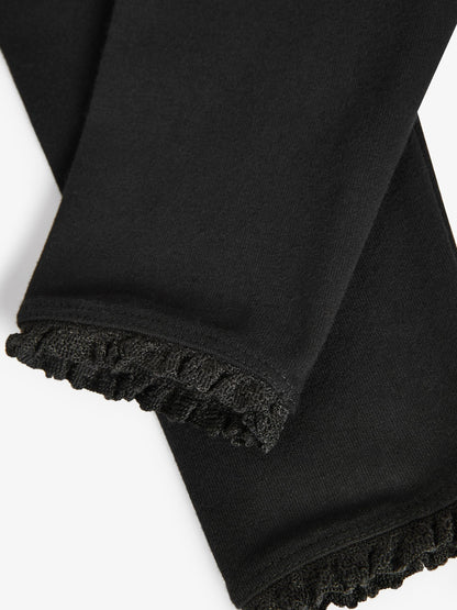 Black Lace Trim Leggings (3mths-7yrs) - Size 3-6 Months (62-68cm)