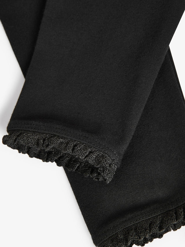 Black Lace Trim Leggings (3mths-7yrs) - Size 3-6 Months (62-68cm)