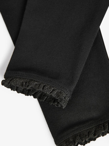Black Lace Trim Leggings (3mths-7yrs) - Size 3-6 Months (62-68cm)