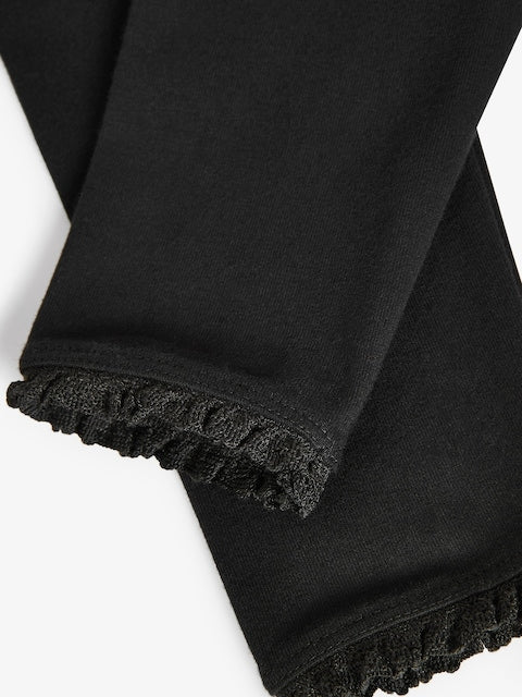 Black Lace Trim Leggings (3mths-7yrs) - Size 3-6 Months (62-68cm)