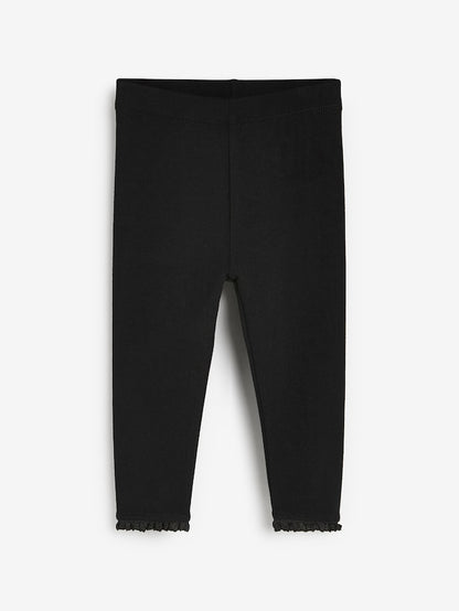 Black Lace Trim Leggings (3mths-7yrs) - Size 3-6 Months (62-68cm)