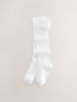 White Cotton Rich School Tights - Size 6-12 Months (68-80cm) - White