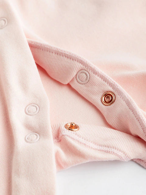 Pink/White 3 Pack Baby Sleepsuits (0-2yrs)