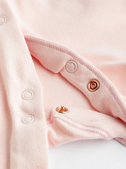 Pink/White 3 Pack Baby Sleepsuits (0-2yrs)